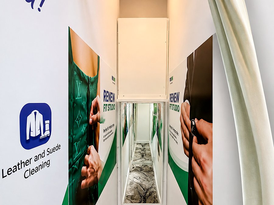 The Renew Fit Studio at our Nine Elms shop, the fitting room where the garment is pinned and measured on you